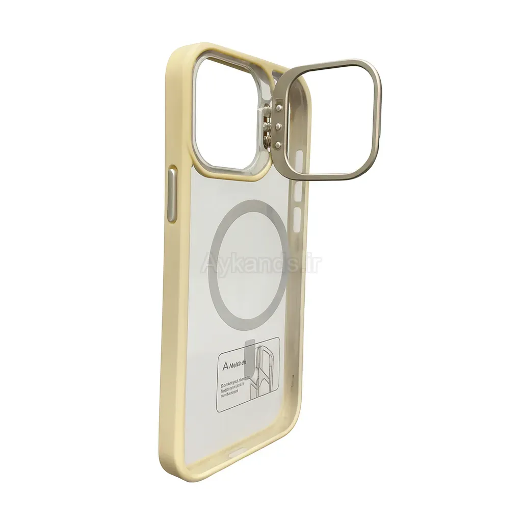 قاب اورجینال IPHONE 16 Pro Max مگ سیف دار مدل Metal Case Stand + محافظ لنز رینگی ست
