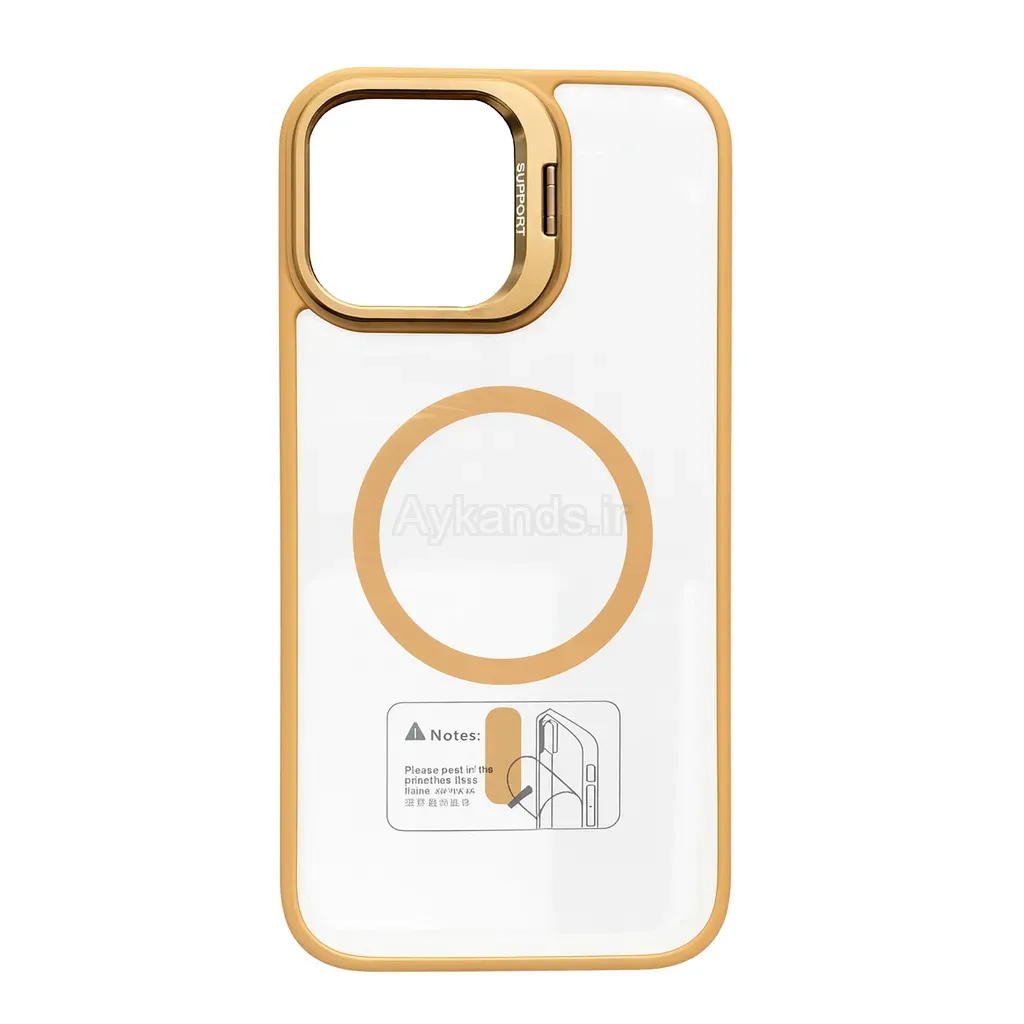 قاب اورجینال IPHONE 16 Pro Max مگ سیف دار مدل Metal Case Stand + محافظ لنز رینگی ست