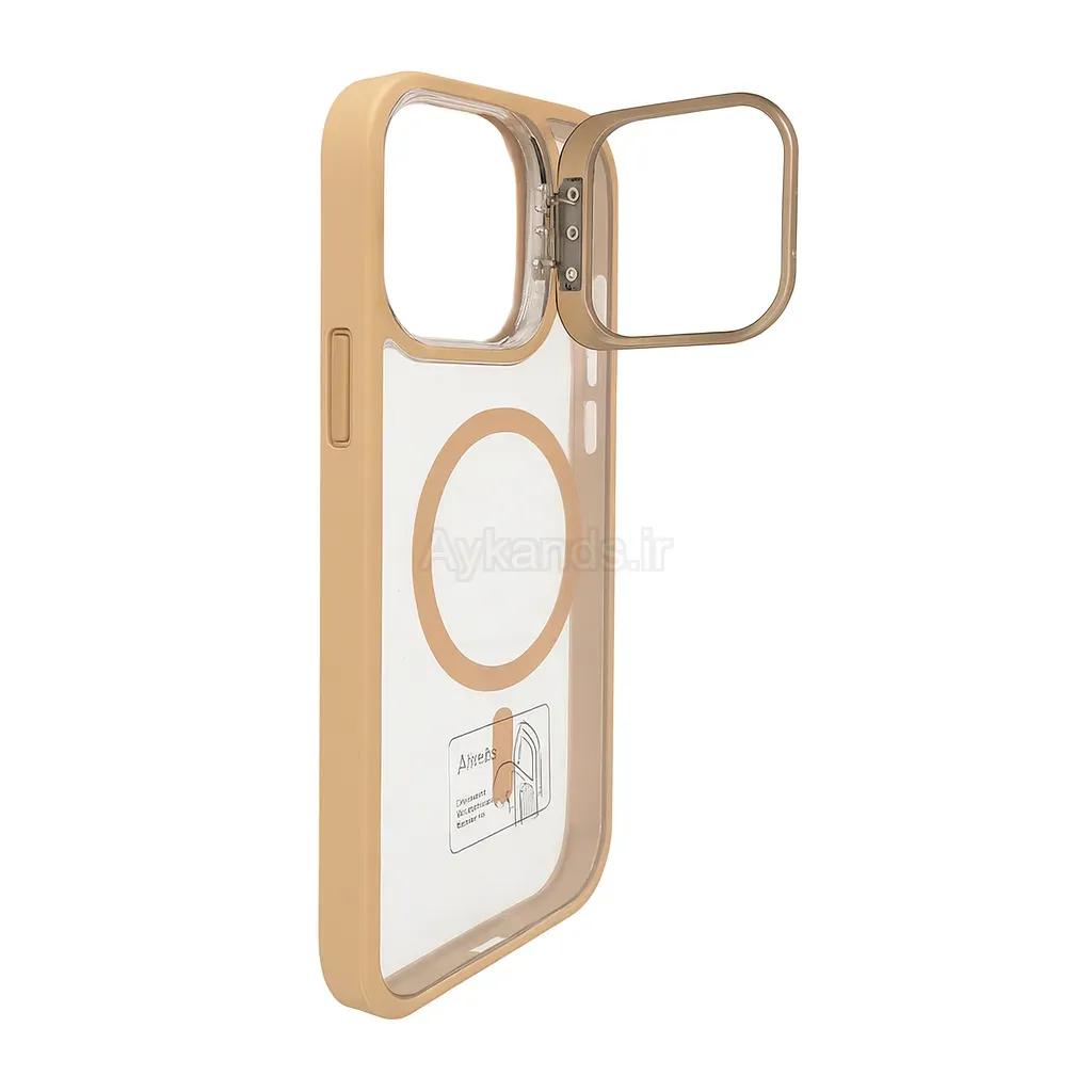 قاب اورجینال IPHONE 16 Pro Max مگ سیف دار مدل Metal Case Stand + محافظ لنز رینگی ست