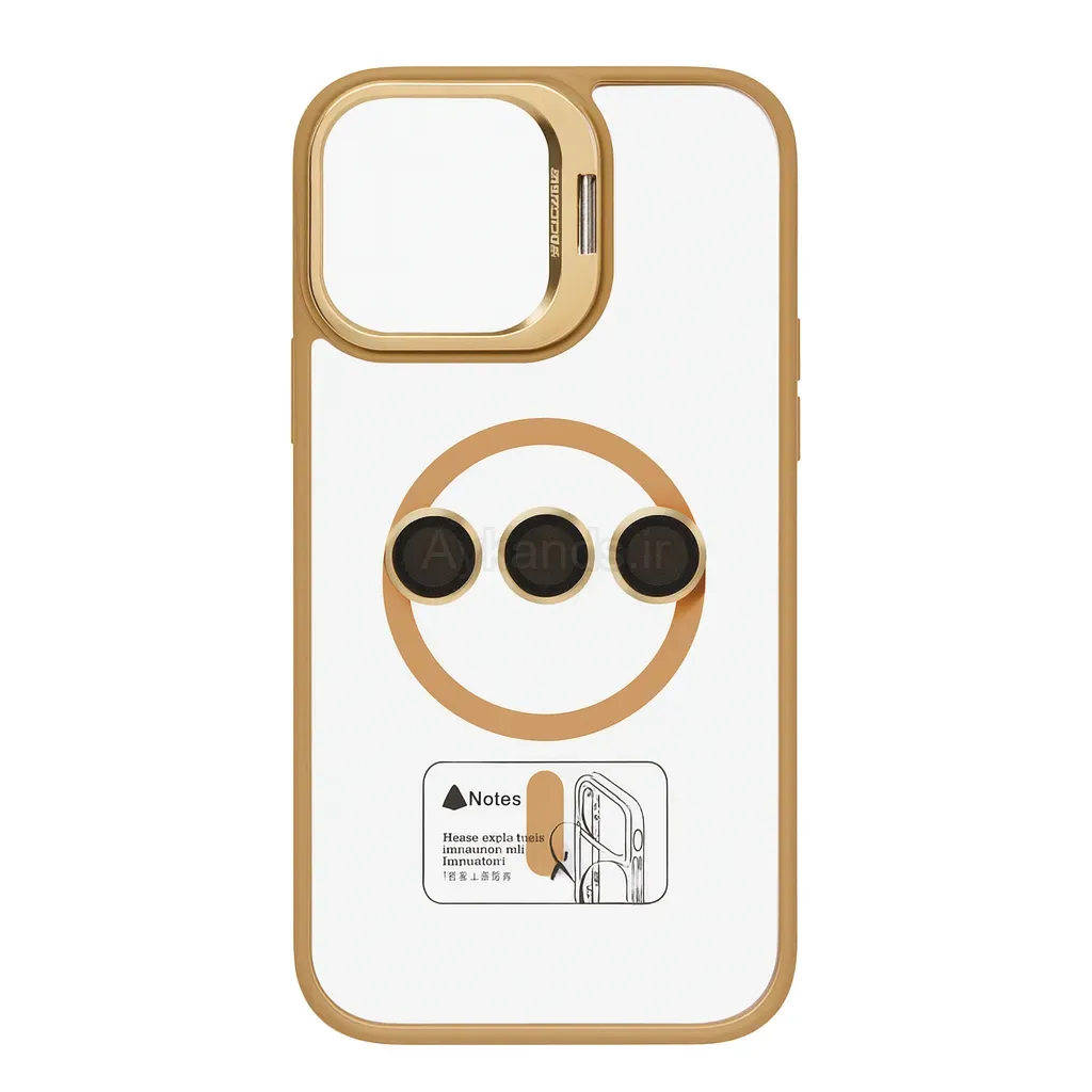 قاب اورجینال IPHONE 16 Pro Max مگ سیف دار مدل Metal Case Stand + محافظ لنز رینگی ست