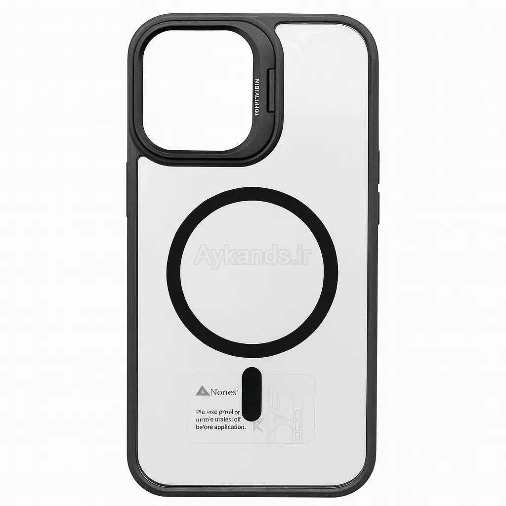 قاب اورجینال IPHONE 16 Pro Max مگ سیف دار مدل Metal Case Stand + محافظ لنز رینگی ست