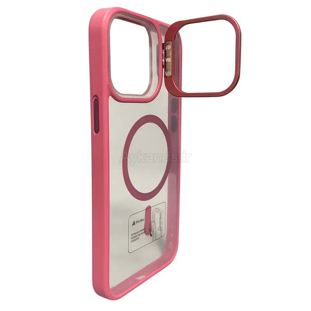 قاب اورجینال IPHONE 16 Pro Max مگ سیف دار مدل Metal Case Stand + محافظ لنز رینگی ست