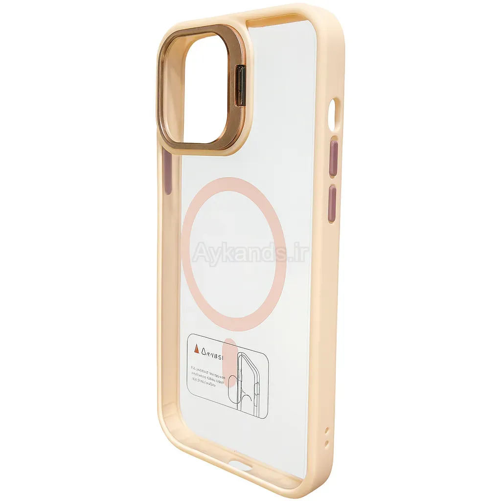 قاب اورجینال IPHONE 12 Pro Max مگ سیف دار مدل Metal Case Stand به همراه محافظ لنز رینگی ست