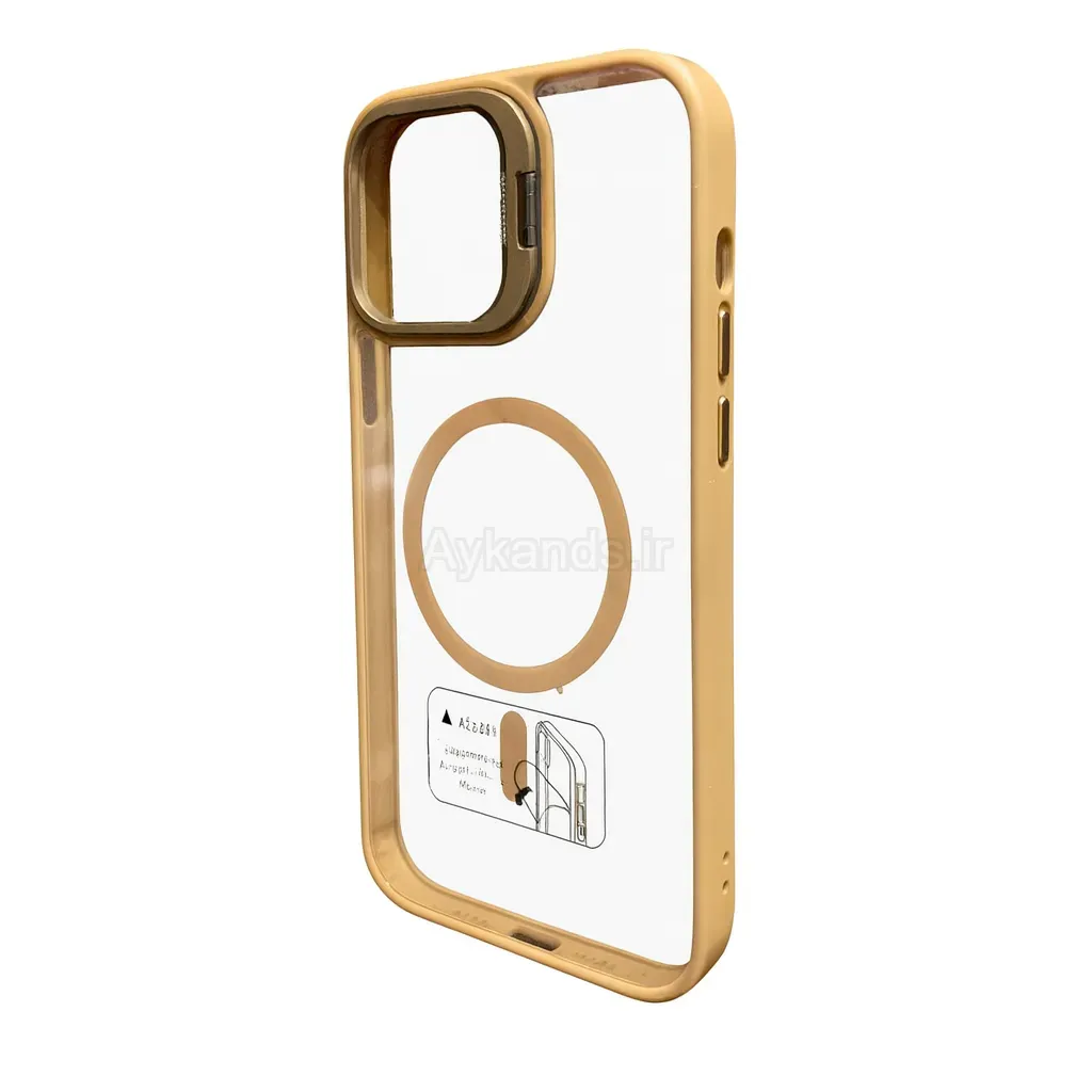 قاب اورجینال IPHONE 14 Pro Max مگ سیف دار مدل Metal Case Stand به همراه محافظ لنز رینگی ست