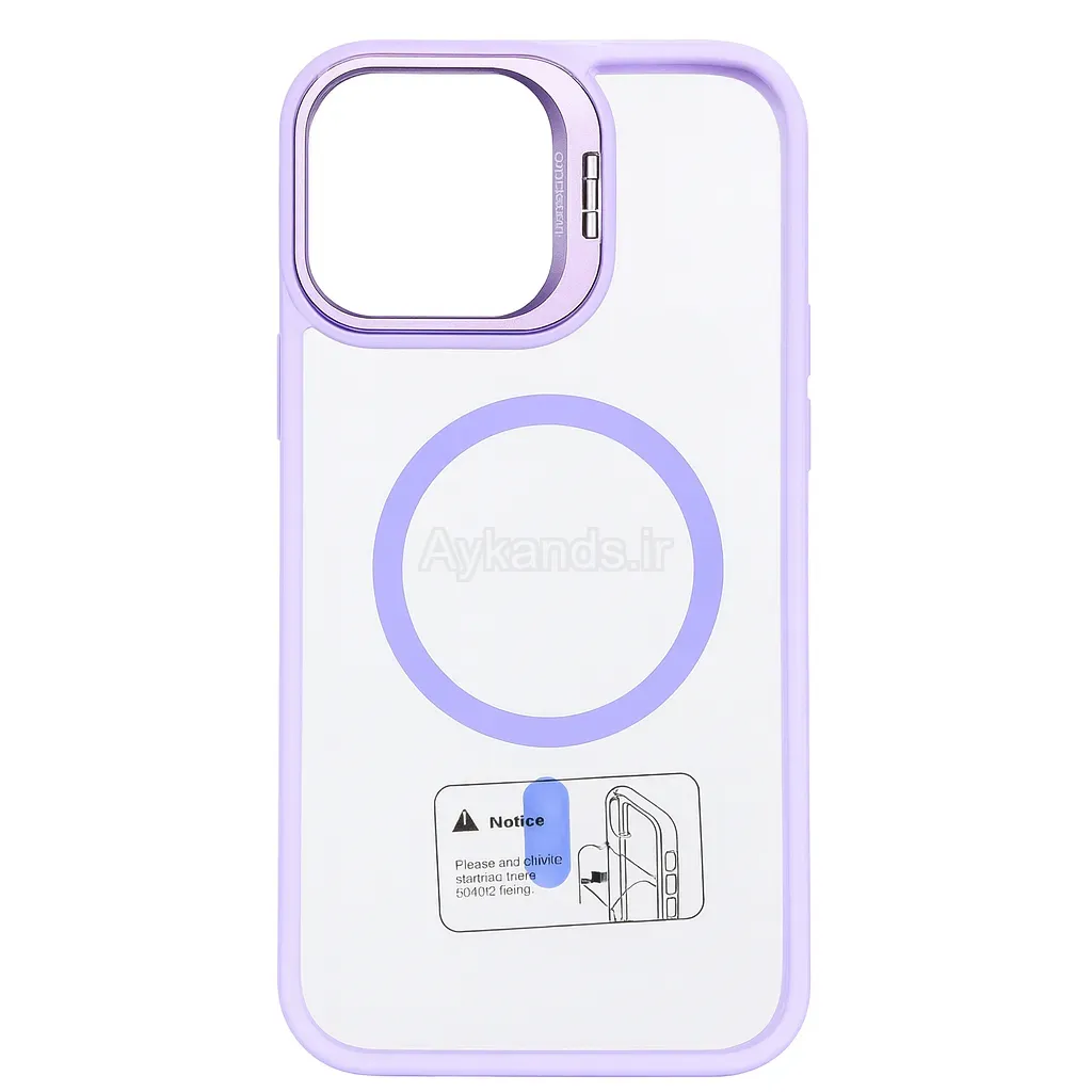 قاب اورجینال IPHONE 15 Pro Max مگ سیف دار مدل Metal Case Stand به همراه محافظ لنز رینگی ست