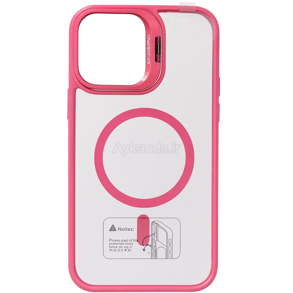 قاب اورجینال IPHONE 12 Pro مگ سیف دار مدل Metal Case Stand به همراه محافظ لنز رینگی ست