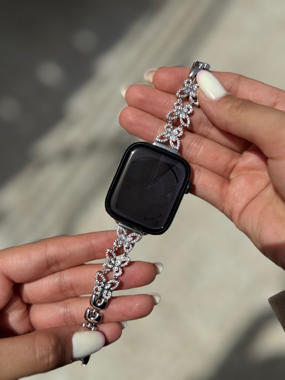 بند اپل واچ استیل پروانه نگین Painted lady