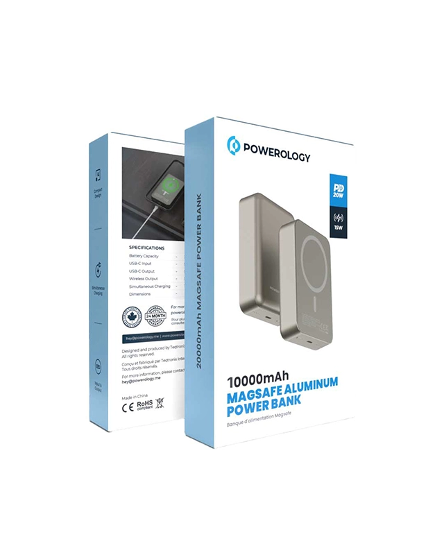 پاوربانک پاورولوژی MAGSAFE ALUMINUM ظرفیت ۱۰ هزار میلی آمپر