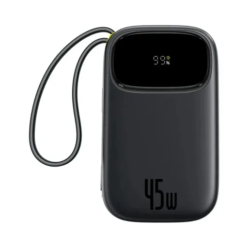 پاوربانک 20000 میلی آمپر باسئوس 45 وات مدل Baseus EnerFill FC31 Qpow 3 به همراه دو کابل USB-C و لایتنینگ متصل با گارانتی 24 ماهه شرکتی
